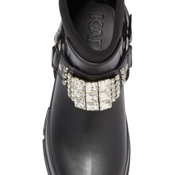 Karl Lagerfeld Rylie Crystal studded lug boots. - Picture 4 of 5